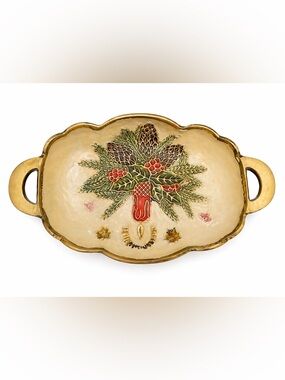 Festive Holiday Serving Tray - Cream & Green